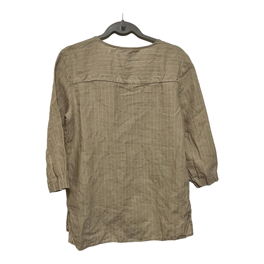 Ellen Tracy 3/4 sleeve linen blouse zip neck size small - Picture 4 of 8